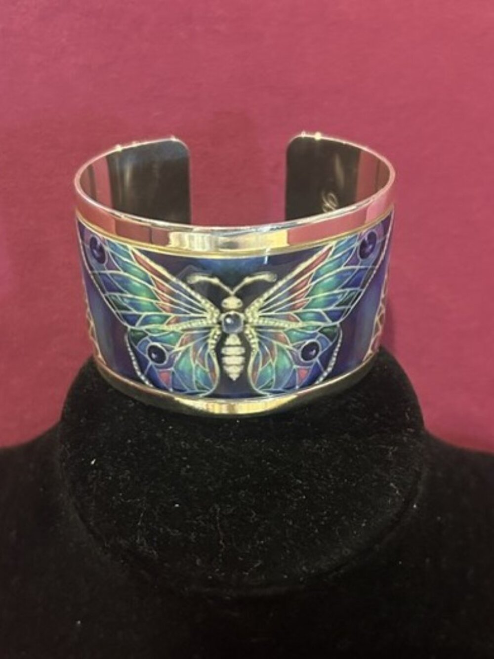 BRIGHTON Collectible “Pop Appeal” BUTTERFLY Silver Enamel Cuff BRACELET